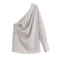 thumbnail image 2 of HH TRAF Mujeres Nueva Moda Versátil Rayas Asimétrica Cuello Inclinado Camisa Plisada Superior Femenina Chic Sexy High Street Casual Top, 2 of 4