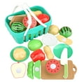 thumbnail image 2 of Gqtwoy 11Pcs Cutting Play Food Toys for Kids, Pretend Play Kitchen Accessories, Fake Fruits/Vegetables Set with Storage Basket, Plastic Board and Knife, Birthday Gifts Educational Toys for Toddlers, 2 of 6