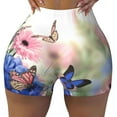 thumbnail image 2 of Pofeuu Butterfly And Flowers Print Workout Shorts for Women Scrunch Butt Lifting High Waisted Yoga Gym Seamless Booty Biker Shorts-X-Large, 2 of 8