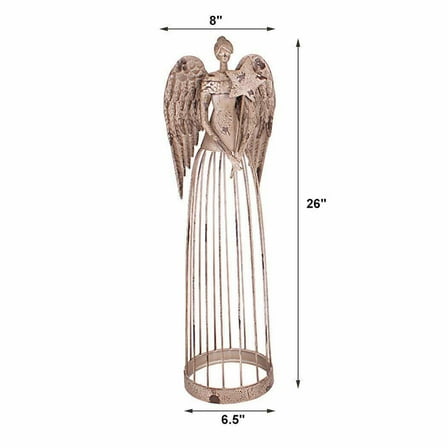 26''H Garden Angel Metal Yard Stake Antiqued Sculpture Lawn Statue Decor