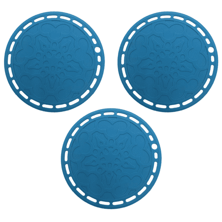 

Silicone Trivets Mats Big Round Silicon Pad for Hot Dishes and Hot Pots Hot Pads for Countertops Tables Pot Holders Spoon Rest Place Mats Blue