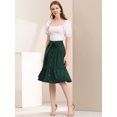 thumbnail image 3 of INSPIRE CHIC Falda A Media Pierna Con Volantes De Gasa Con Cinturón Y Cintura Alta Vintage Con Decoración De Botones Para Mujer Verde oscuro S, 3 of 6