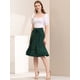 thumbnail image 3 of INSPIRE CHIC Falda A Media Pierna Con Volantes De Gasa Con Cinturón Y Cintura Alta Vintage Con Decoración De Botones Para Mujer Verde oscuro S, 3 of 6