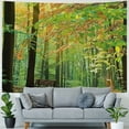 thumbnail image 4 of PRATYUS  Woodland Tapestry, Deciduous Forest Trees in Summertime Foliage Sun Rays Romantic Holidays Scenic Image, Wide Wall Hanging for Bedroom Living Room Dorm, Multi Size, Green Yellow Painting, 4 of 6