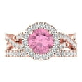 thumbnail image 2 of Clara Pucci 14K Rose Gold 1.795 Simulated Pink Diamond Engraveable Engagement Ring + Wedding Band Set, 2 of 7