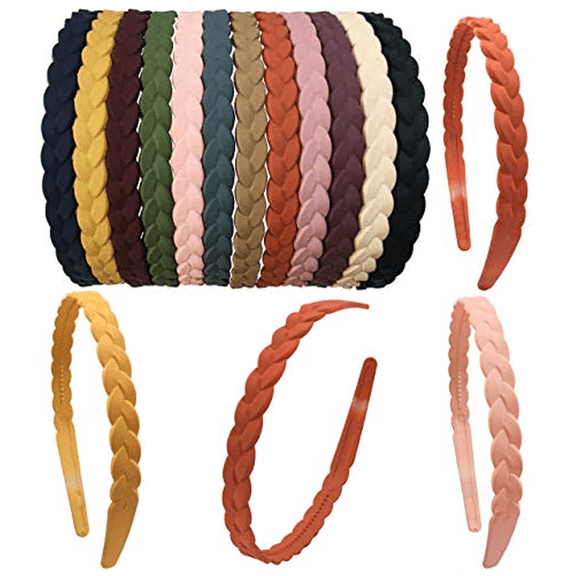 12-Pack Multi-Color Plastic Skinny Headbands with Teeth Comb for Women and Girls Daily Use