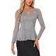 thumbnail image 1 of INSPIRAR CHIC Blusa de Mujer con Encaje y Abertura Frontal, dobladillo Peplum, Manga Larga Transparente, Talla XS, Gris, 1 of 6