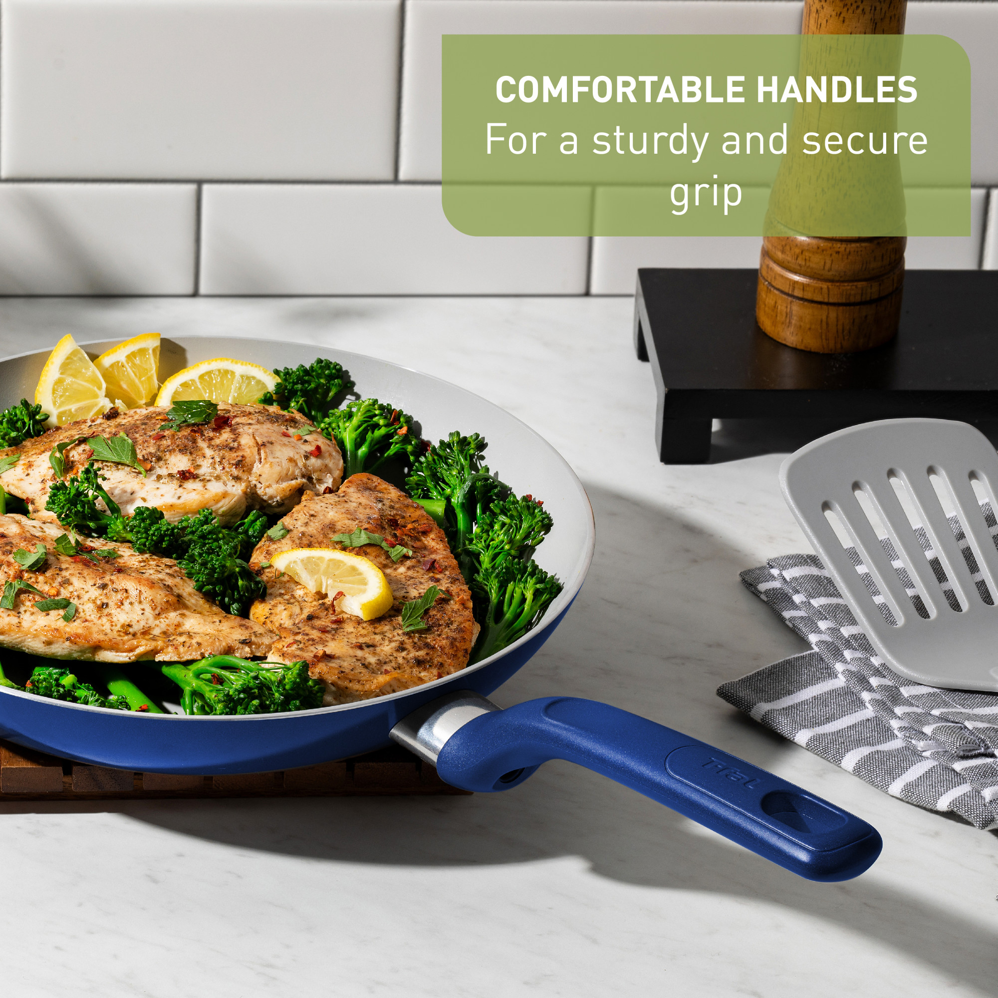 T-fal Easy Care Ceramic Nonstick 12-Piece Cookware Set, Blue photo 5