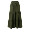 thumbnail image 4 of CHUOU Women Summer Boho Elastic High Waist Pleated A Line Flowy Ruffle Swing Tiered Long Beach Skirt, 4 of 5