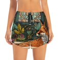 thumbnail image 2 of Gukieu Fox Bathtub Floral Art Print Women's Sports Shorts with Drawstring Elastic Waistband for Running, Yoga, Fitness-X-Large, 2 of 7