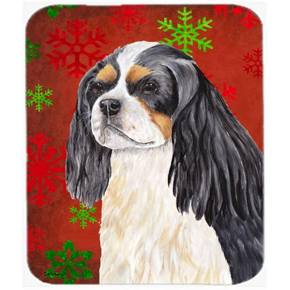 Cavalier Spaniel Red And Green Snowflakes Christmas Mouse Pad- Hot Pad Trivet
