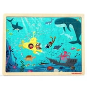 TOP BRIGHT 100 Pieces Puzzles for Kids Ages 4-8 Underwater Wooden Puzzle