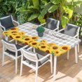 thumbnail image 2 of Yellow Sunflowers Table Cloths for 5 Foot Rectangle Tables, Summer Floral Elegant Pastoral Checkered Patio Waterproof Elastic Fitted Tablecloths, Washable Rectangular Table Cover for Camping, 2 of 8