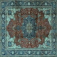 thumbnail image 1 of Ahgly Company Indoor Square Medallion Light Blue Traditional Area Rugs, 3' Square, 1 of 4