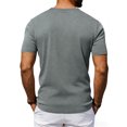 thumbnail image 4 of Yifymode Men's U Neck Short Sleeve Shirt, Tie Detail Pocket Design Casual Sports Style Top Gray XL, 4 of 6