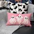 thumbnail image 3 of Halloween Pillow Covers 12x20 inch Happy Halloween Ghost Halloween Pink Lumbar Pillow Covers Decorations Happy Halloween Sofa Bed Outdoor Car Decoration, 3 of 6