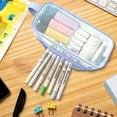 thumbnail image 6 of Rirool Mesh Pencil Case Large Capacity, Clear 2 Compartment Pencil Pouch with Zipper, Big Pen Organizer for School Supplies, Travel Makeup Bag for Girls Teens Adults Blue, 6 of 7
