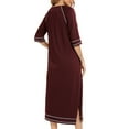 thumbnail image 4 of Hvyesh Women Zipper Robe 3/4 Sleeves Cotton Bathrobe Long Sleepwear with Pockets Loungewear Nightgown, 4 of 7