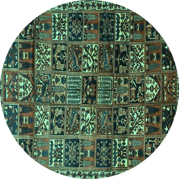 Ahgly Company Indoor Round Animal Turquoise Blue Traditional Area Rugs, 5' Round