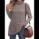 thumbnail image 2 of Tops Tipo Túnica para Mujer, Cuello Alto, Larga, Suéteres Oversize de Otoño, Abertura Lateral, Dobladillo Alto-Bajo Rosa y Gris L, 2 of 5