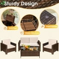 thumbnail image 3 of Devoko 4 Pieces Patio Conversation Set PE Rattan Wicker Furniture Sofa Set Furniture Set, Beige, 3 of 8