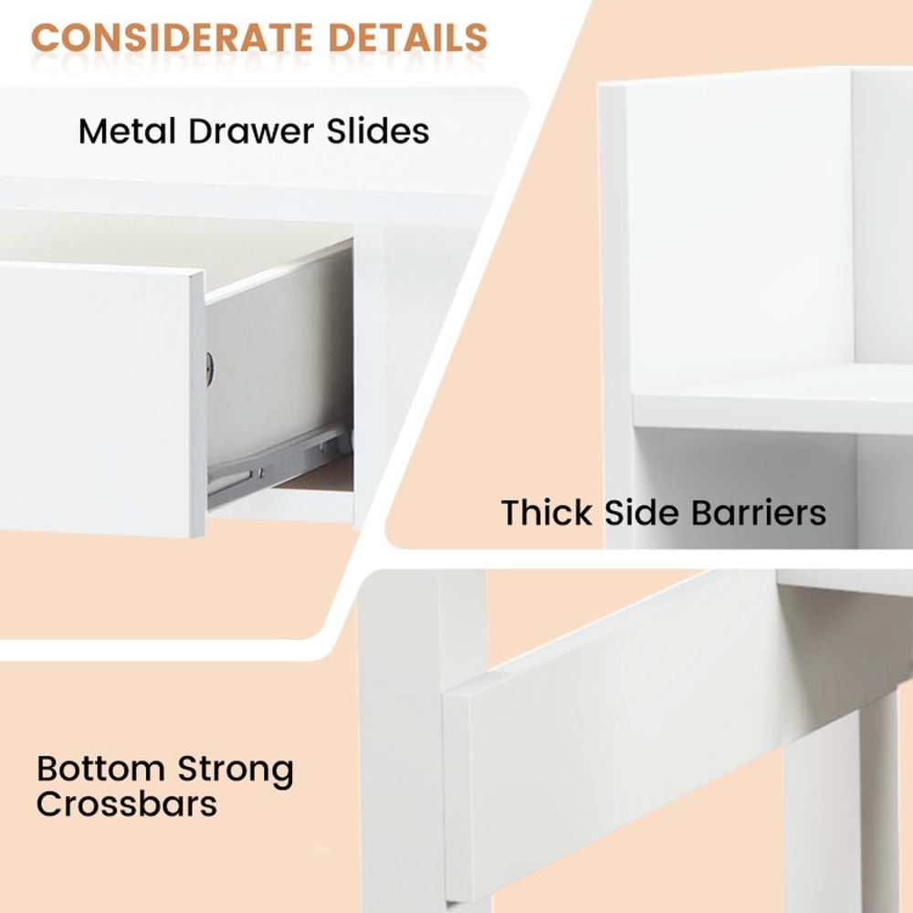 Demi Bonn Home Office Computer Desk with Storage Shelves and Drawer Ideal for Working and Studying, White
