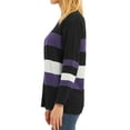 thumbnail image 6 of HUBERY Women Colorblock Stripe Crew Neck Long Sleeve Sweater, 6 of 8