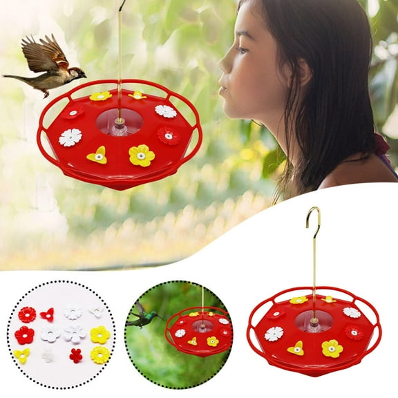 sruoe Hummingbird Feeder, Hummingbird Feeders for Outdoors Hanging, Window Hummingbird Feeder for Birds Patio Garden Family Decorative Viewing, Plastic