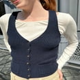 thumbnail image 3 of CNKOO Women Knit Tank Tops Solid Color Ribbed Sleeveless V-Neck Button Front Slim Waistcoat, 3 of 5