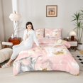 thumbnail image 4 of Manfei Watercolor Marble Queen Comforter Set 3 Pieces, Modern Abstract Bedding Sets, Pink Gray Mountain Fluid Bedding Comforter Set, Lightweight Room Decor, 4 of 8