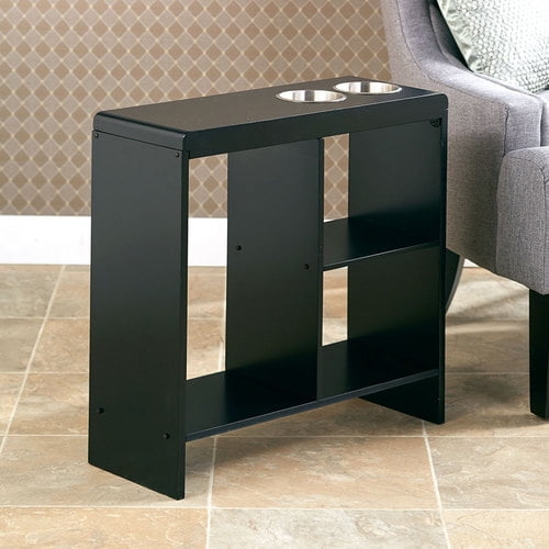 Slim End Tables with Drink HoldersBLK