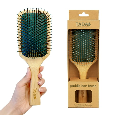 TADA Natural Beauty Bamboo Hair Brush for Hair Growth for Women Men and Kids for All Hair Types Natural Bamboo Bristles Detangling Wooden Paddle Hairbrush for Massaging Scalp