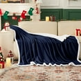 thumbnail image 6 of Deconovo Christmas Sherpa Plush Throw Blanket, Soft Warm Cozy Blanket for Couch Sofa Bed, Machine Washable Decorative Holiday Gift, 50"x60", Navy Blue, 6 of 8
