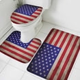 thumbnail image 3 of American Flag Bath Mat 3 Piece Bathroom Rug Set, USA Flag Retro Non Slip Bath Rug Contour Mat and Toilet Lid Cover, Absorbent Shower Mats Soft Bath Rugs and Mats Sets, 3 of 8