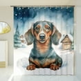 thumbnail image 3 of Hello Winter Dachshund Welcome Snowy Night Watercolor Vintage Shower Curtain Wiener Dog Lover Gifts Idea Waterproof Bathroom Bathtub Curtain - 01011, 3 of 5
