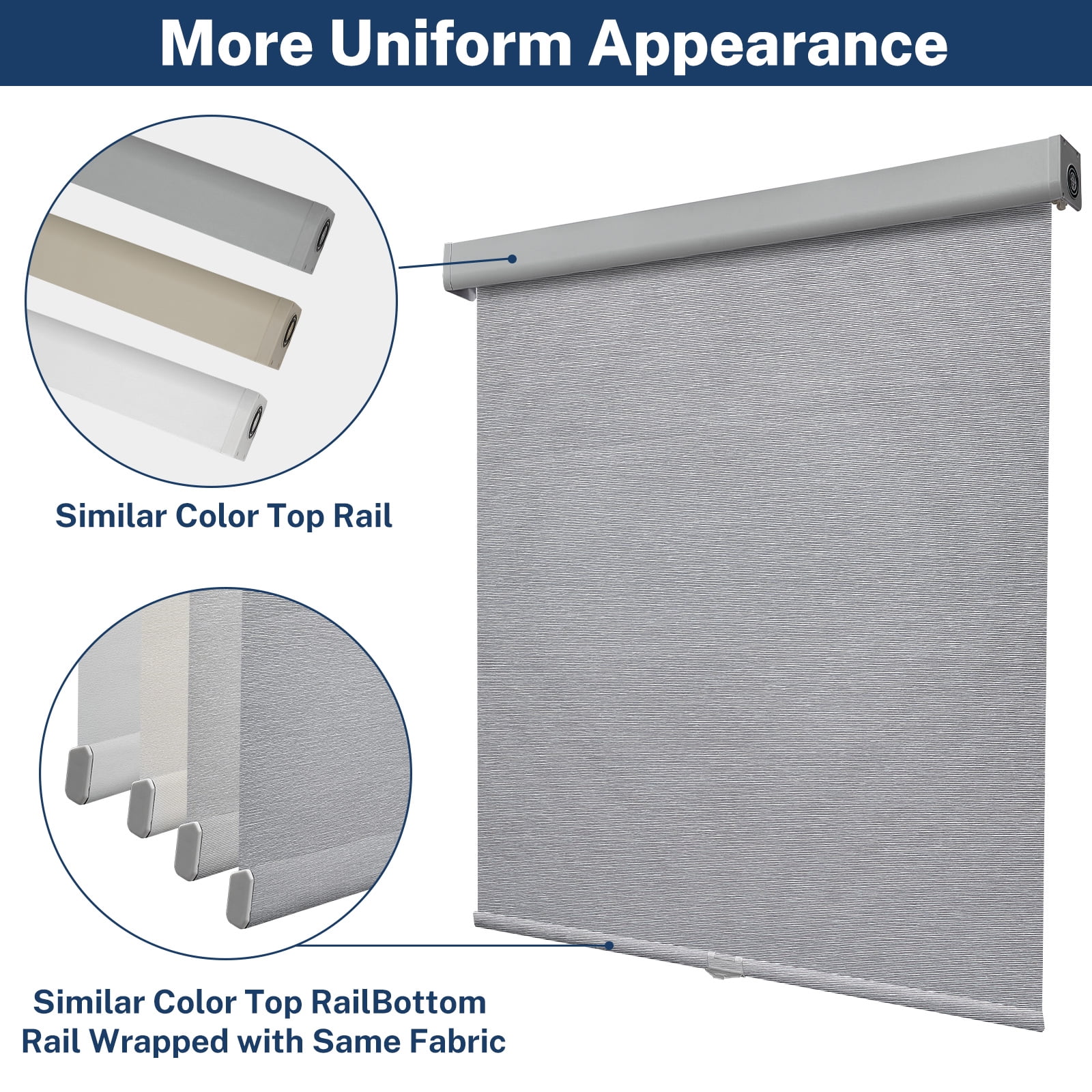 Keego No Drill Cordless Roller Shades No Tools Blinds Tension Blackout Roller Shades for Window Easy to Install Custom Size Shades (Light Grey Blackout, 42.5"W x 42"H)