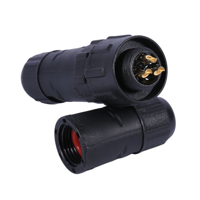 Juego de enchufes y tomas de corriente eléctricos sellados para uso en exteriores, conector de cable de 3 pines, color negro, resistente al agua IP68