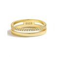 thumbnail image 3 of 1pc Sterling S925 Silver Vintage Simple Fashion Luxury Double Layer Plated with 14K Gold Finger Ring For Women Girl Daily Life Party Jewelry Gift, 3 of 4