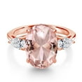 thumbnail image 3 of Gem Stone King 18K Rose Gold Plated Silver Peach Nano Morganite and Lab Grown Diamond Engagement Ring for Women | 9.90 Cttw | Oval 14X10MM | Gemstone October Birthstone | Size 9, 3 of 6