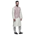 thumbnail image 2 of Atasi Kurta Pyjama Traditionnel Uni à Col Mandarin avec Ensemble de Veste Imprimée, 2 of 3