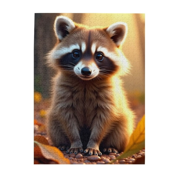 500 Piece Raccoon Jigsaw Puzzle For Adults Autumn Forest Scene Challenging And Relaxing Puzzle Game Beautiful Artwork Unique Home Decor Fun Activity For Puzzle Enthusiasts Great Gift Idea