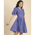 thumbnail image 3 of Moomaya Short Sleeves V Neck Cotton Dress - Women's Stylish Fit And Flare Dress, 3 of 9