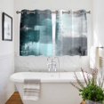 thumbnail image 3 of Teal Gray Kitchen Curtains Short 45 Inch Length, Modern Oil Painted Art Abstract Geometric Grommet Top Bedroom Living Room Curtains, Light Filtering Cafe Curtain Drapes 2 Panels Set 84''x45'', 3 of 9