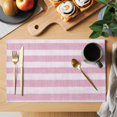 thumbnail image 2 of Pink Striped Placemats Set of 6, Farmhouse Vintage Stripes Placemats for Dining Table, Place Mats for Kitchen Tabletop, Waterproof Wipeable Dining Table Mats Set, 2 of 9