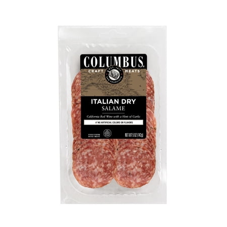 COLUMBUS Italian Dry Pork Salame, Sliced Charcuterie Meat, Refrigerated, 5 oz Plastic Pack