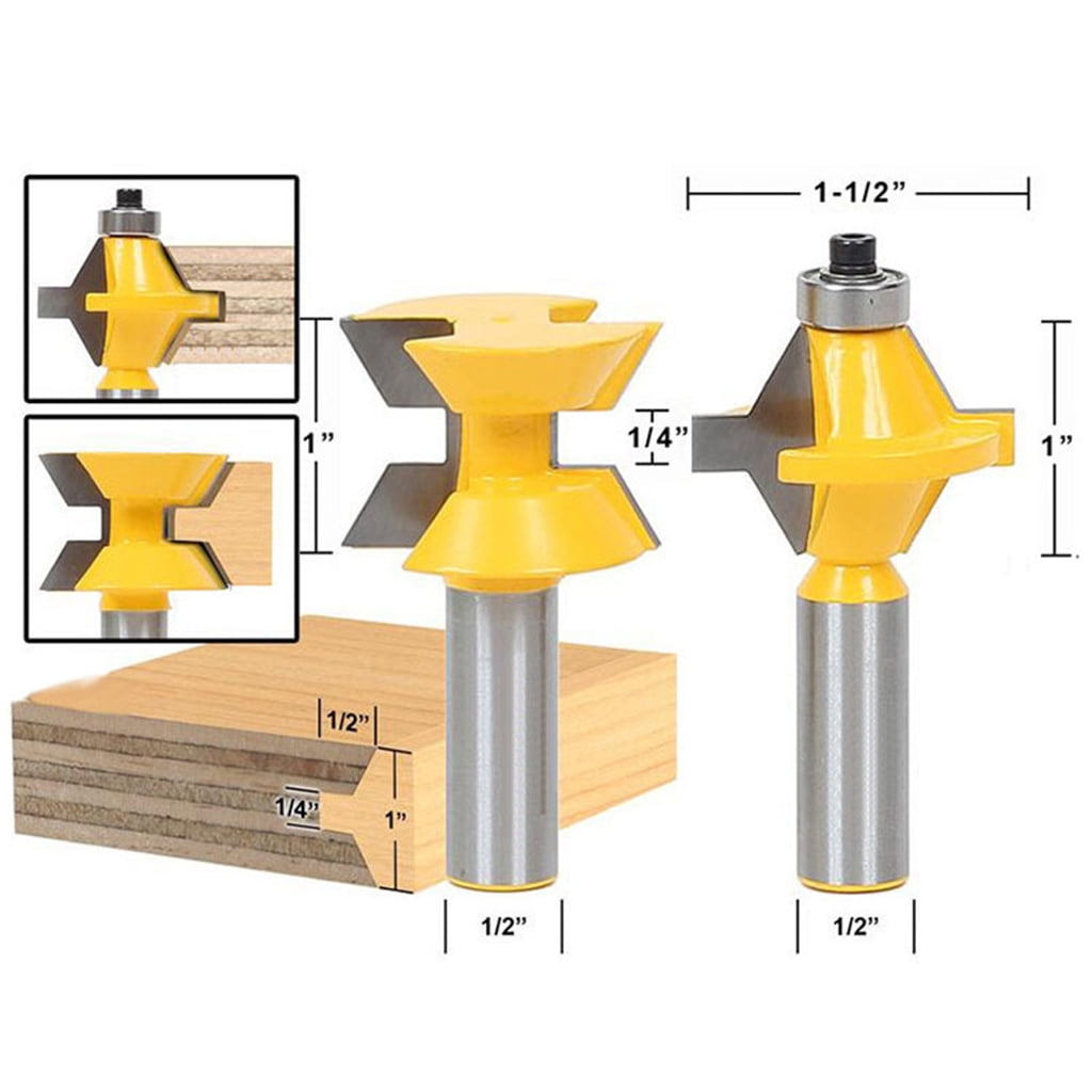2x Router Bit Shank Joinery Milling Cutter Mortise Tenon Lock Miter Router Bit Stock Woodworking End Mill