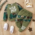 thumbnail image 3 of 18 Months Baby Boys Clothes 24 Months Boys 2PCS Camo Outfits Set Letter Print Round Neck Toddler Boys Long Sleeve Top Pants Set Green, 3 of 8