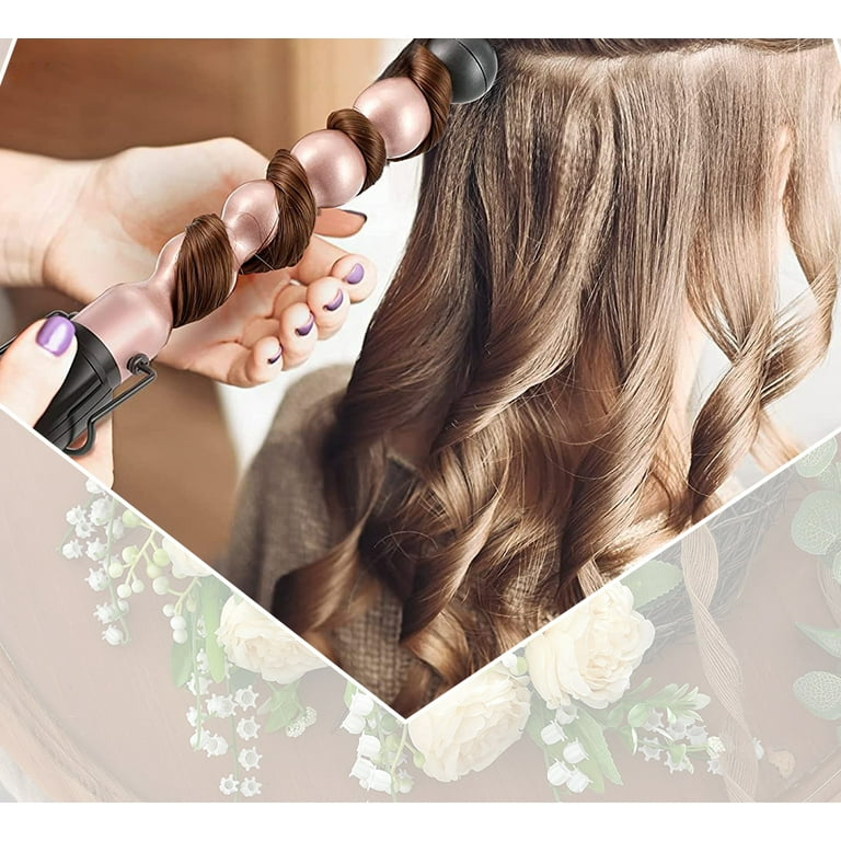 Bubble Wand Curling Iron Ceramic Curling Wand 1 Inch Bubble Curling Wand for Short Long Hair Spiral Curling Wand with Adjustable Temp Dual