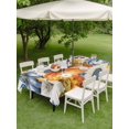 thumbnail image 3 of Outdoor Tablecloth with Umbrella Hole and Zipper, Fall Blue Pumpkin Rectangle Table Cloth 52x70 Inch Waterproof Tablecloth, Thanksgiving Sunflower Eucalyptus Picnic Table Cover for Patio Camping, 3 of 7