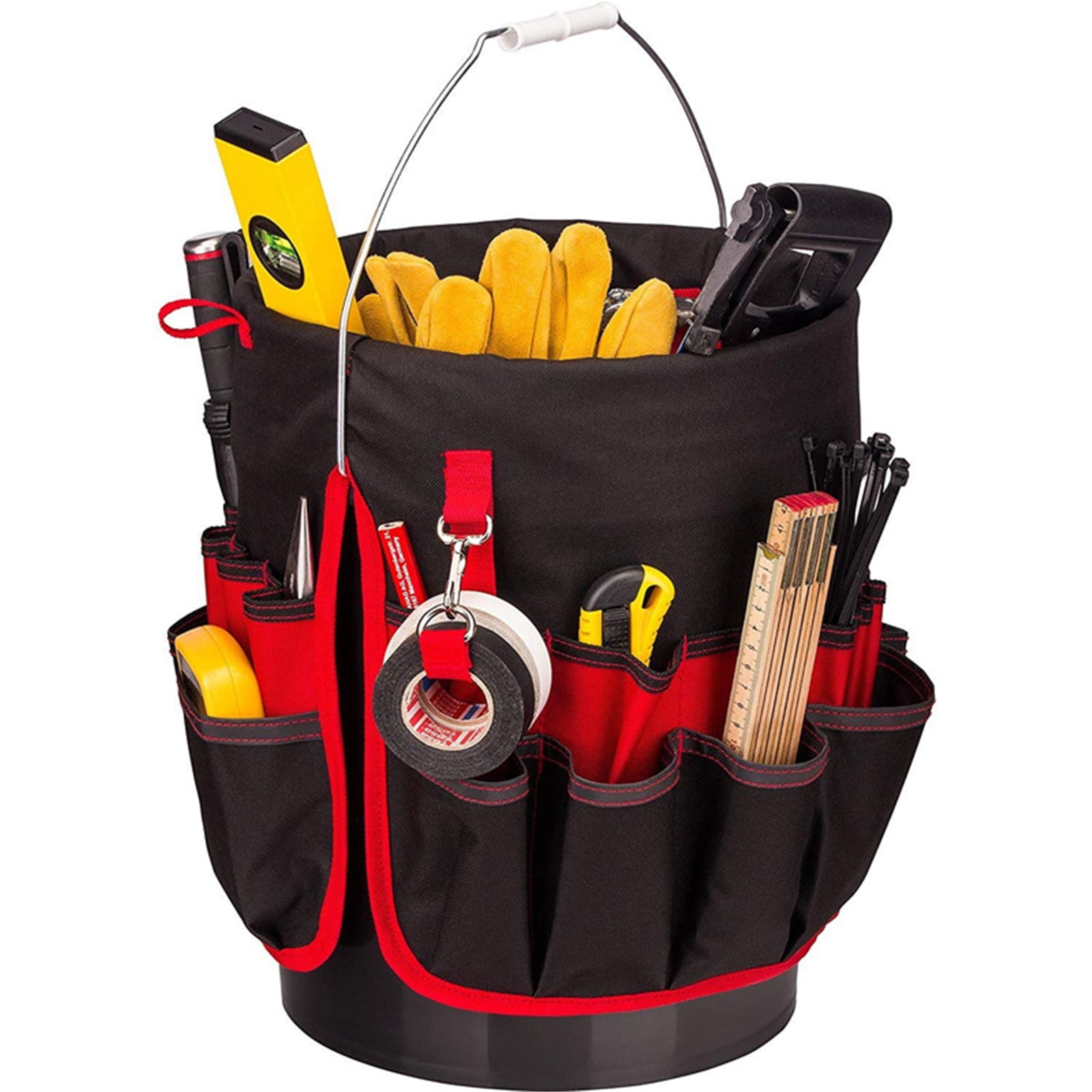 Large Capacity Waterproof Bucket Shaped Tool Bag Organizers Multi Compartment Design Ideal For Hand Toos Garden Supplies